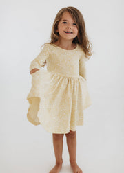 3/4 Sleeve Twirl Dress in Buttercup
