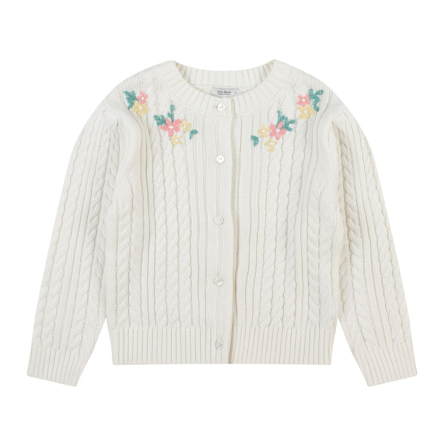 Rose Floral Embroidery Twist Cardigan