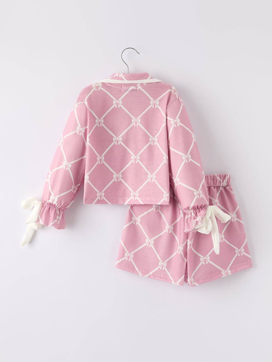 Girls Check Lapel Pajamas
