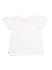 Girls White Knit Short Sleeve Scallop Tee