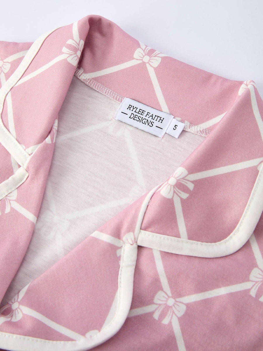 Girls Check Lapel Pajamas