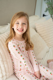 Springtime Strawberry Bamboo Pajama | Two-Piece Girls PJs