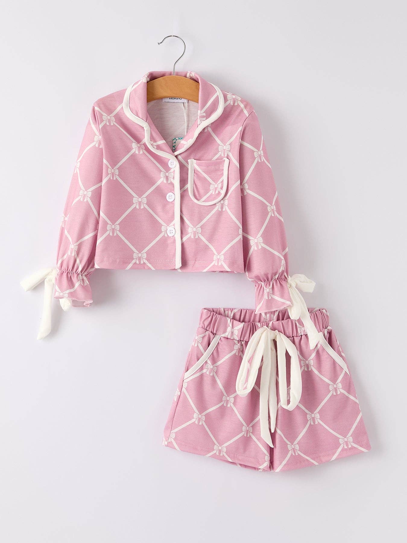Girls Check Lapel Pajamas