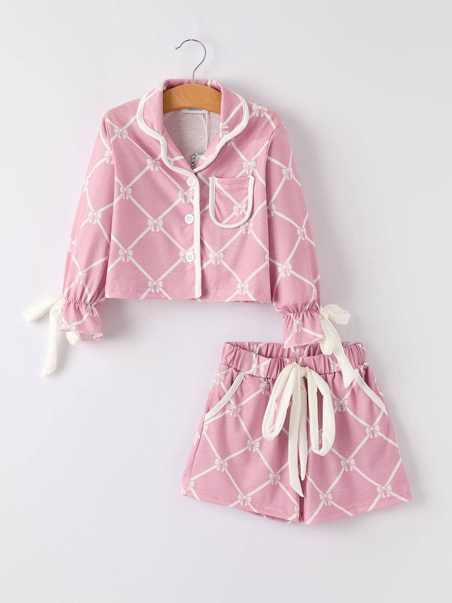 Girls Check Lapel Pajamas