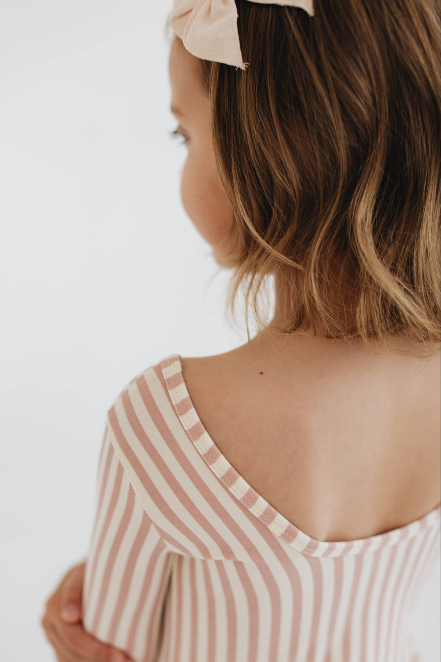 3/4 Sleeve Twirl Dress in Vintage Pink Stripes