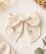 Soft White Floral Gauze Bow