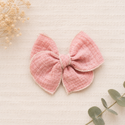 Fable Bow on Clip • Medium Pink Gauze