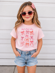 God Says I'm Coquette Bow Youth Faith Graphic Tee