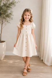 Willow: Puff Sleeve Dress : Color Cream