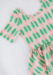 Short Sleeve Twirl Dress in Pink Tulips