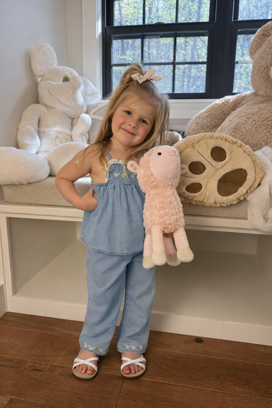 Denim Daisy Embroidered Two-Piece Set