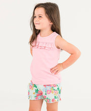 Girls Pink Knit Ruffle Trim Tank