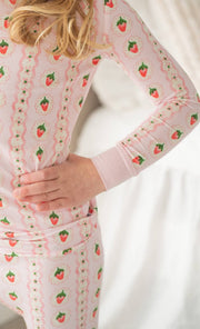 Springtime Strawberry Bamboo Pajama | Two-Piece Girls PJs