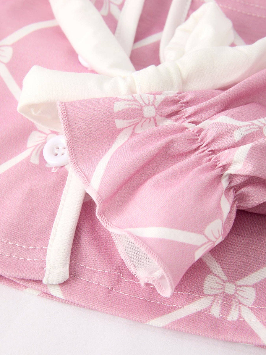 Girls Check Lapel Pajamas