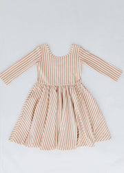 3/4 Sleeve Twirl Dress in Vintage Pink Stripes
