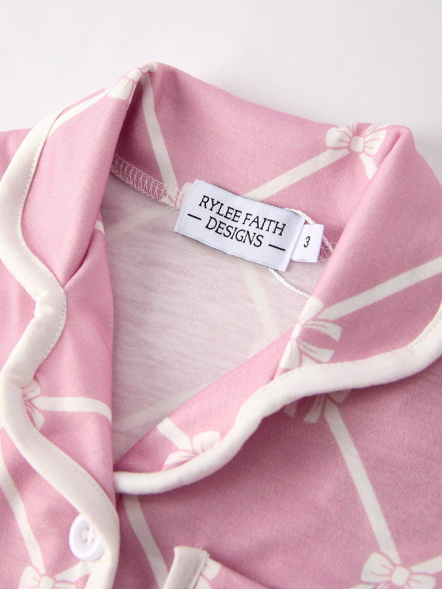 Girls Check Lapel Pajamas