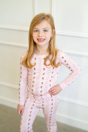 Springtime Strawberry Bamboo Pajama | Two-Piece Girls PJs