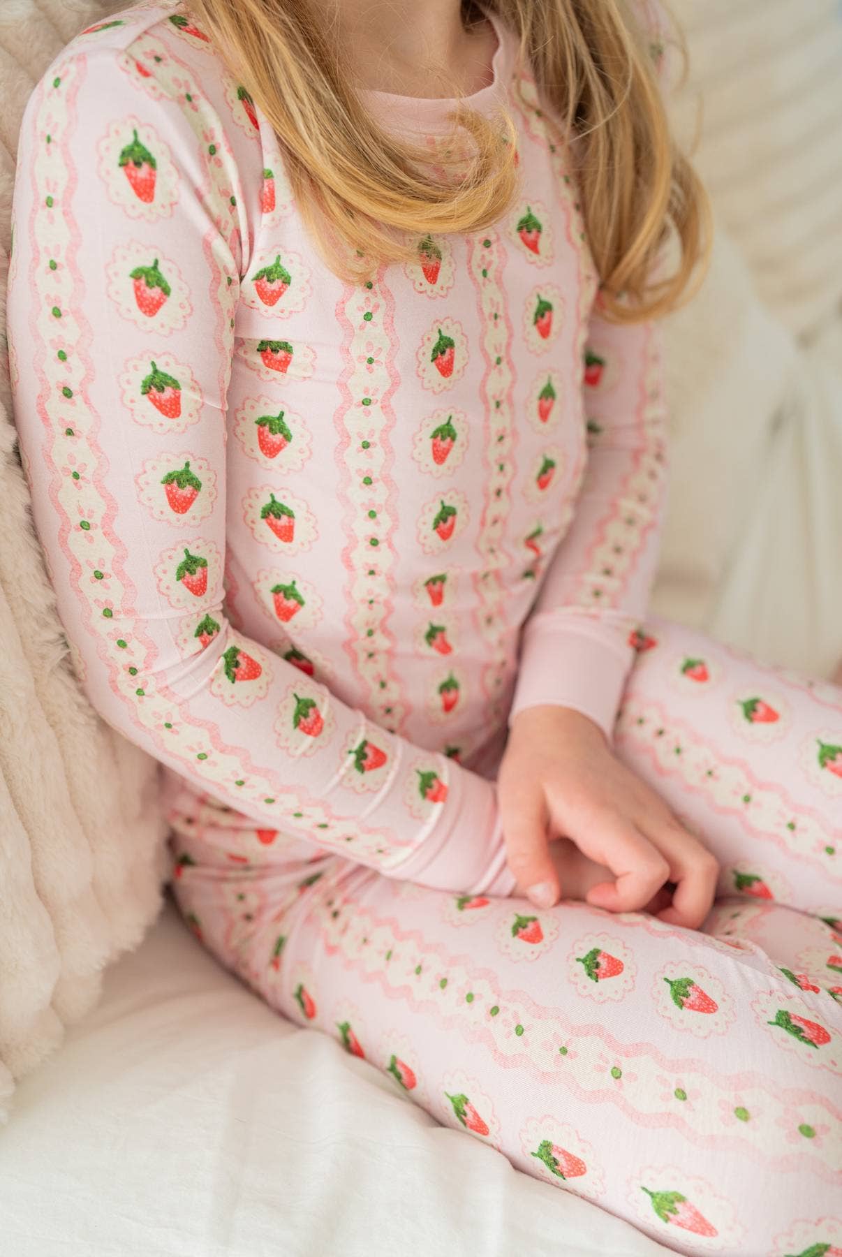 Springtime Strawberry Bamboo Pajama | Two-Piece Girls PJs