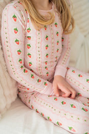 Springtime Strawberry Bamboo Pajama | Two-Piece Girls PJs