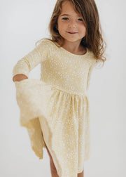 3/4 Sleeve Twirl Dress in Buttercup