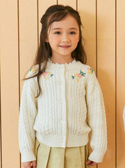Rose Floral Embroidery Twist Cardigan