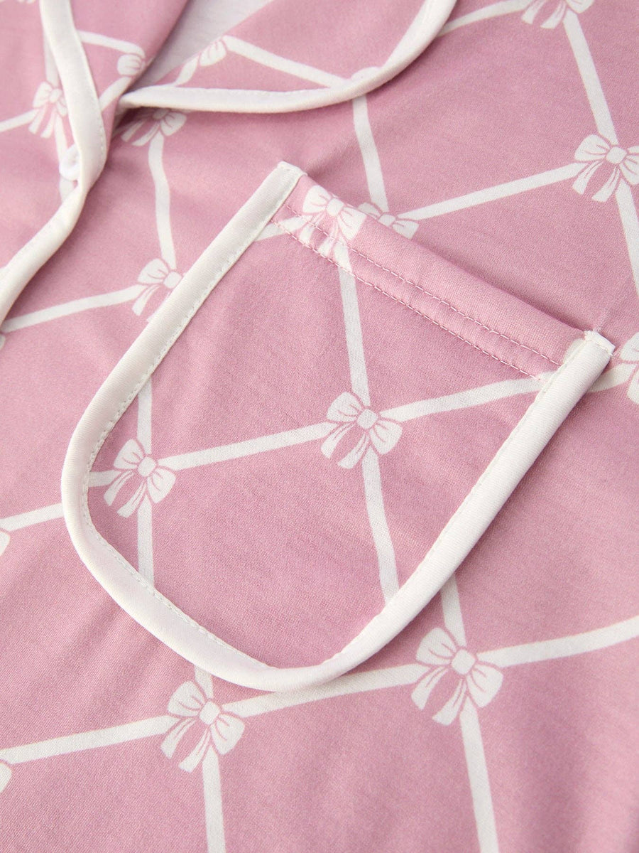 Girls Check Lapel Pajamas