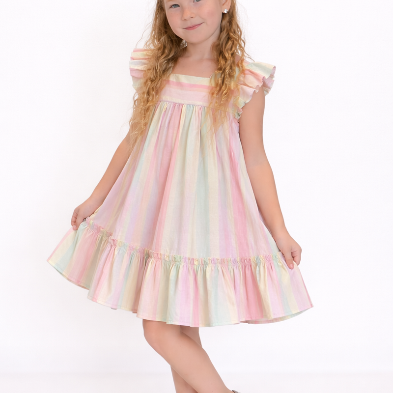 Soft Summer Striped Dress Pale Pink